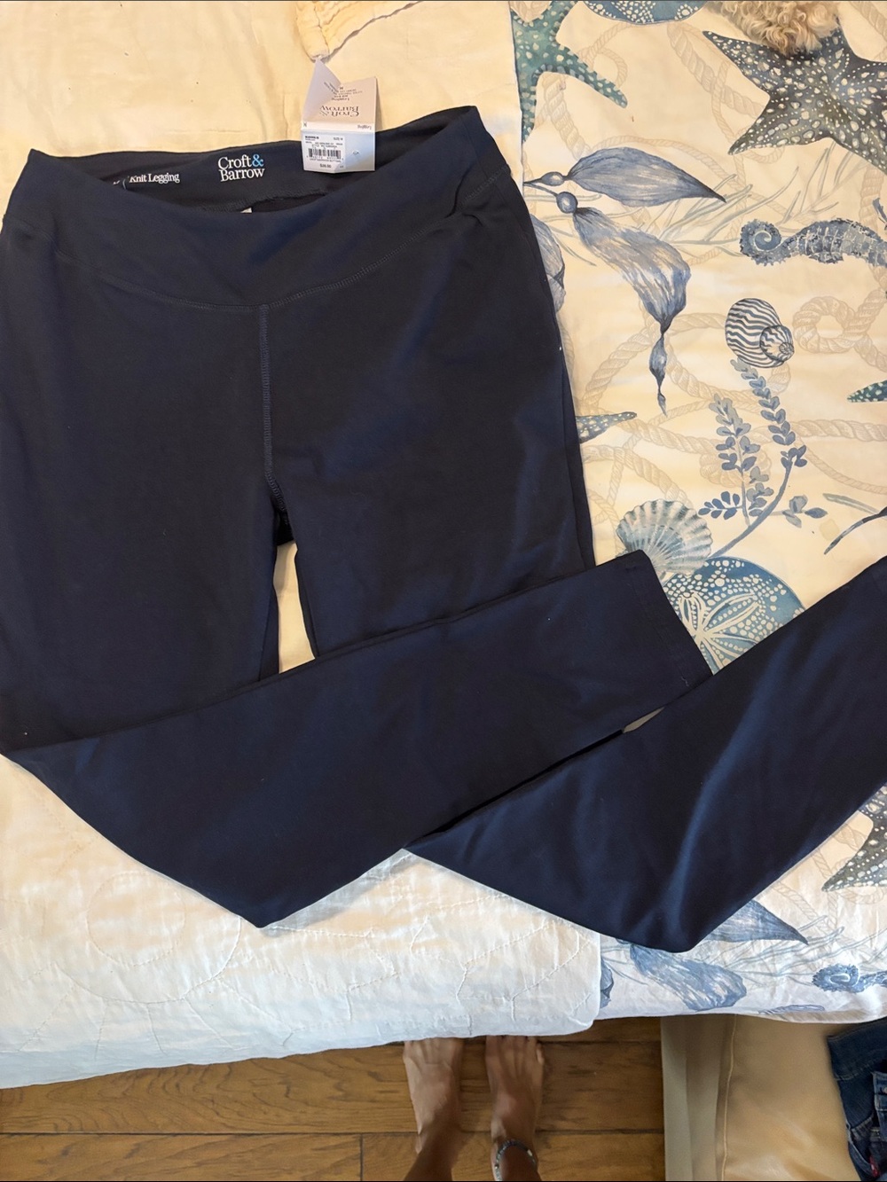 croft & barrow navy pull-on active leggings